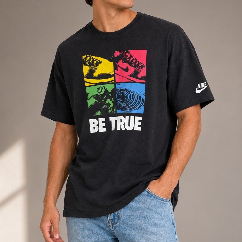 VTG Nike Be True Dunk Graphic Tee Mens Black Short Sleeve T-Shirt 3XL